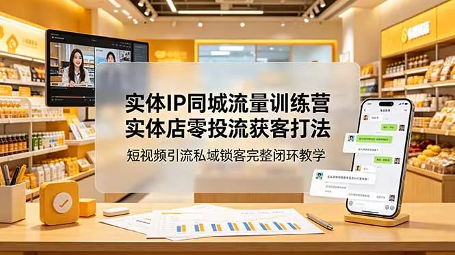 实体IP同城流量训练营：实体店零投流获客打法，短视频引流私域锁客完整闭环教学网创项目-知识付费-在线课程-自媒体创业-网络副业-优利资源优利资源网