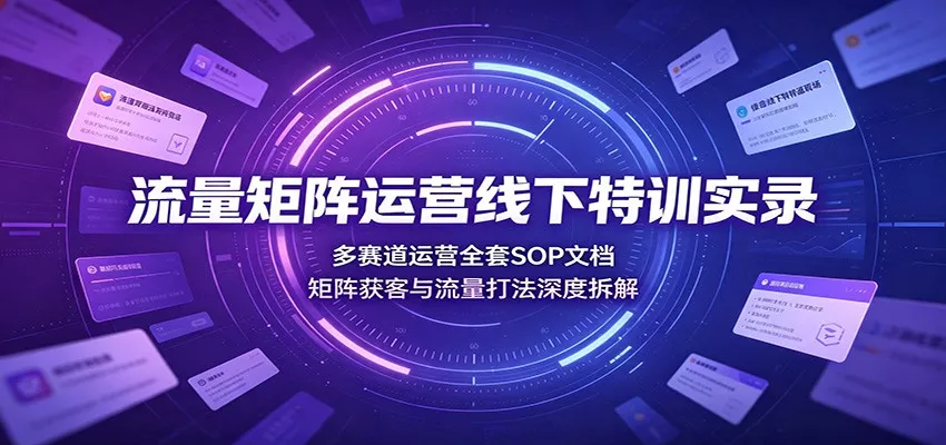 流量矩阵运营线下特训实录：多赛道运营全套SOP文档，矩阵获客与流量打法深度拆解网创项目-知识付费-在线课程-自媒体创业-网络副业-优利资源优利资源网