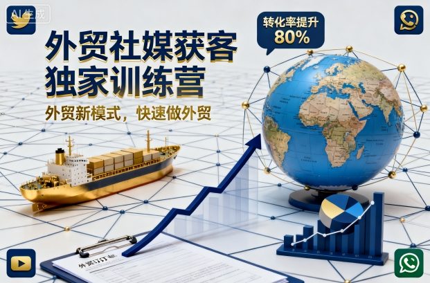 外贸社媒获客独家训练营，外贸新模式，快速做外贸网创项目-知识付费-在线课程-自媒体创业-网络副业-优利资源优利资源网