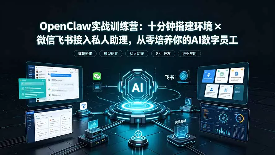 OpenClaw实战特训营：十分钟搭建环境×微信飞书接入私人助理，从零培养你的AI数字员工网创项目-知识付费-在线课程-自媒体创业-网络副业-优利资源优利资源网