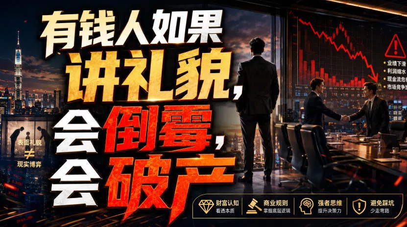 付费文章：有钱人如果讲礼貌，会倒霉，会破产网创项目-知识付费-在线课程-自媒体创业-网络副业-优利资源优利资源网