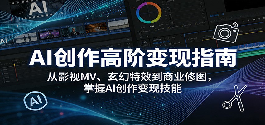AI创作高阶变现指南：从影视MV、玄幻特效到商业修图，掌握AI创作变现技能网创项目-知识付费-在线课程-自媒体创业-网络副业-优利资源优利资源网