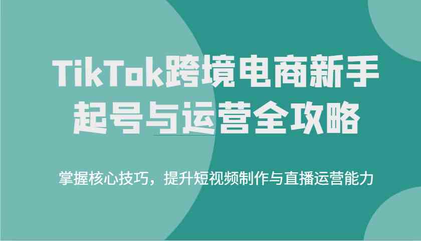 TikTok跨境电商新手起号与运营全攻略，掌握核心技巧，提升短视频制作与直播运营能力网创项目-知识付费-在线课程-自媒体创业-网络副业-优利资源优利资源网