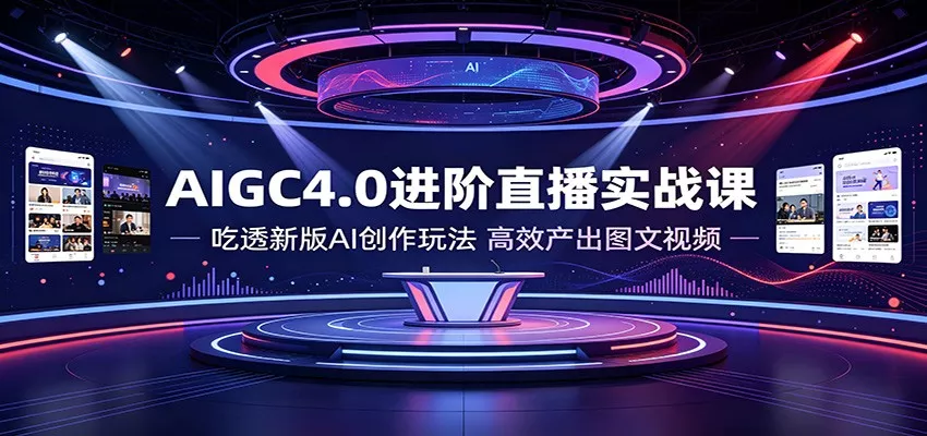 AIGC4.0进阶直播实战课：吃透新版AI创作玩法，高效产出图文视频网创项目-知识付费-在线课程-自媒体创业-网络副业-优利资源优利资源网