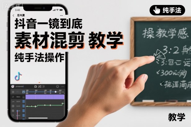 抖音一镜到底素材混剪教学，纯手法操作网创项目-知识付费-在线课程-自媒体创业-网络副业-优利资源优利资源网
