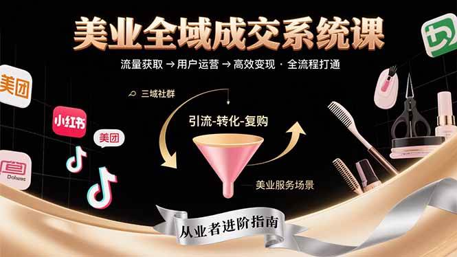 （15650期）美业全域成交系统课程：帮助美业从业者打通从流量获取到高效变现全流程网创项目-知识付费-在线课程-自媒体创业-网络副业-优利资源优利资源网