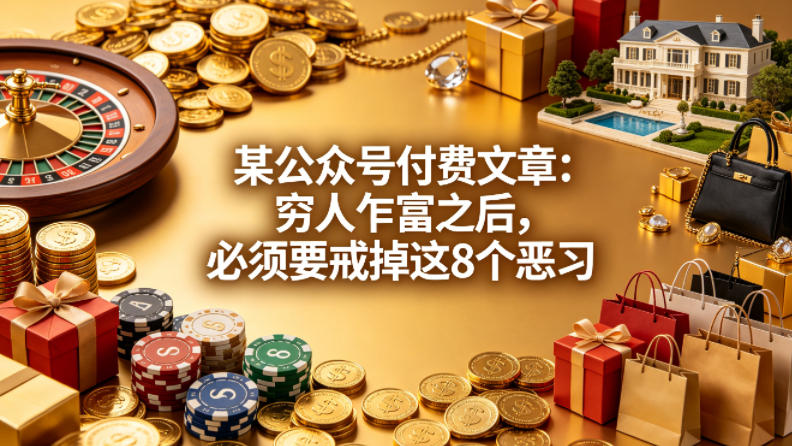 某公众号付费文章：穷人乍富之后，必须要戒掉这8个恶习网创项目-知识付费-在线课程-自媒体创业-网络副业-优利资源优利资源网