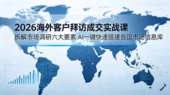 2026海外客户拜访成交实战课：拆解市场调研六大要素，AI一键快速搭建各国市场信息库网创项目-知识付费-在线课程-自媒体创业-网络副业-优利资源优利资源网