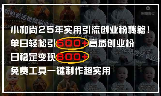 （14436期）小和尚2025年实用引流秘籍！单日轻松引500+高质量创业粉，日变现800+，…网创项目-知识付费-在线课程-自媒体创业-网络副业-优利资源优利资源网