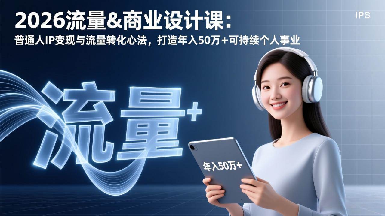 （17246期）2026流量&商业设计课：普通人IP变现与流量转化心法，打造年入50万+可持续个人事业网创项目-知识付费-在线课程-自媒体创业-网络副业-优利资源优利资源网