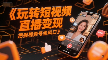 玩转短视频直播变现，把握视频号金风口网创项目-知识付费-在线课程-自媒体创业-网络副业-优利资源优利资源网