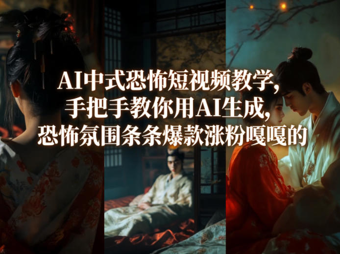 AI中式恐怖短视频教学，手把手教你用AI生成，恐怖氛围条条爆款涨粉嘎嘎的网创项目-知识付费-在线课程-自媒体创业-网络副业-优利资源优利资源网