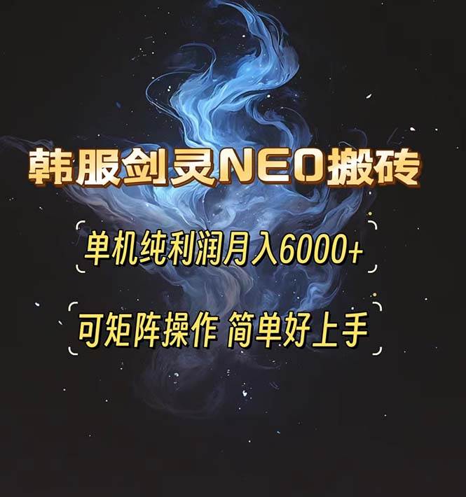 （13435期）韩服剑灵NEO搬砖攻略，单机纯利润月入6000+ 可矩阵操作，简单好上手。网创项目-知识付费-在线课程-自媒体创业-网络副业-优利资源优利资源网