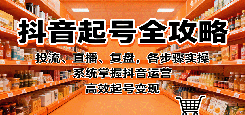 抖音起号全攻略，投流、直播、复盘，各步骤实操，系统掌握抖音运营，高效起号变现网创项目-知识付费-在线课程-自媒体创业-网络副业-优利资源优利资源网