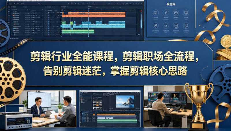 剪辑行业全能课程，剪辑职场全流程，告别剪辑迷茫，掌握剪辑核心思路网创项目-知识付费-在线课程-自媒体创业-网络副业-优利资源优利资源网