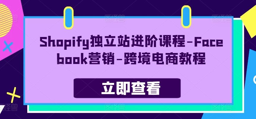 Shopify独立站进阶课程-Facebook营销-跨境电商教程网创项目-知识付费-在线课程-自媒体创业-网络副业-优利资源优利资源网
