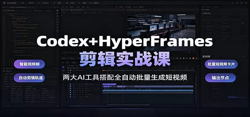 Codex+HyperFrames剪辑实战课：两大AI工具搭配全自动批量生成短视频网创项目-知识付费-在线课程-自媒体创业-网络副业-优利资源优利资源网