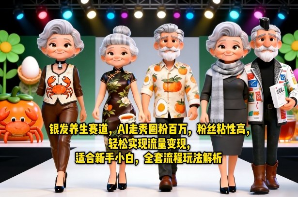 银发养生赛道，AI走秀圈粉百万，粉丝粘性高，轻松实现流量变现，适合新手小白，全套流程玩法解析网创项目-知识付费-在线课程-自媒体创业-网络副业-优利资源优利资源网