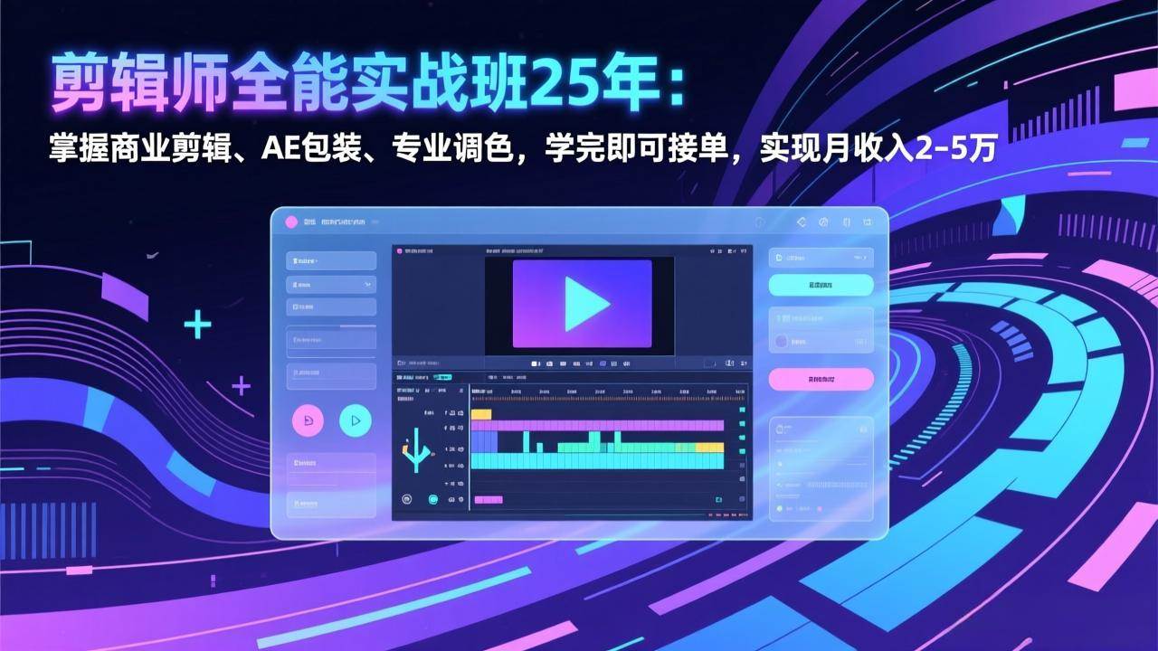 （17294期）剪辑师全能实战班25年：掌握商业剪辑、AE包装、专业调色，学完即可接单，实现月收入2-5万网创项目-知识付费-在线课程-自媒体创业-网络副业-优利资源优利资源网