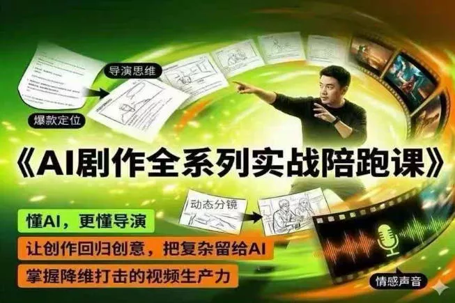 AI剧作全系列实战陪跑课，懂AI，更懂导演，让创作回归创意，把复杂留给AI，掌握降维打击的视频生产力网创项目-知识付费-在线课程-自媒体创业-网络副业-优利资源优利资源网
