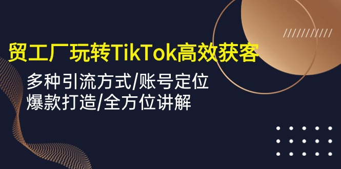 （10302期）外贸工厂玩转TikTok高效获客，多种引流方式/账号定位/爆款打造/全方位讲解网创项目-知识付费-在线课程-自媒体创业-网络副业-优利资源优利资源网
