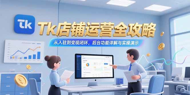 （15345期）Tk店铺运营全攻略，从入驻到变现闭环，后台功能详解与实操演示网创项目-知识付费-在线课程-自媒体创业-网络副业-优利资源优利资源网