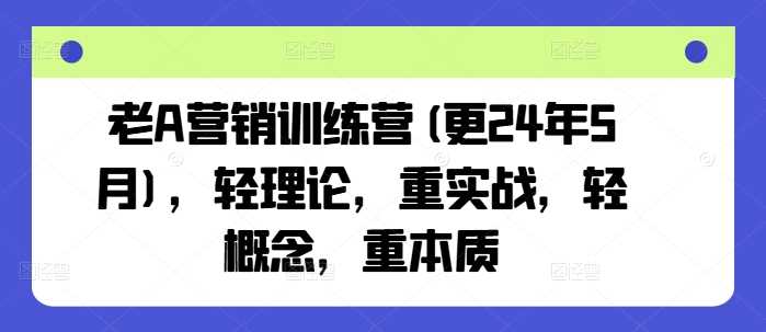 老A营销训练营(更24年12月)，轻理论，重实战，轻概念，重本质网创项目-知识付费-在线课程-自媒体创业-网络副业-优利资源优利资源网