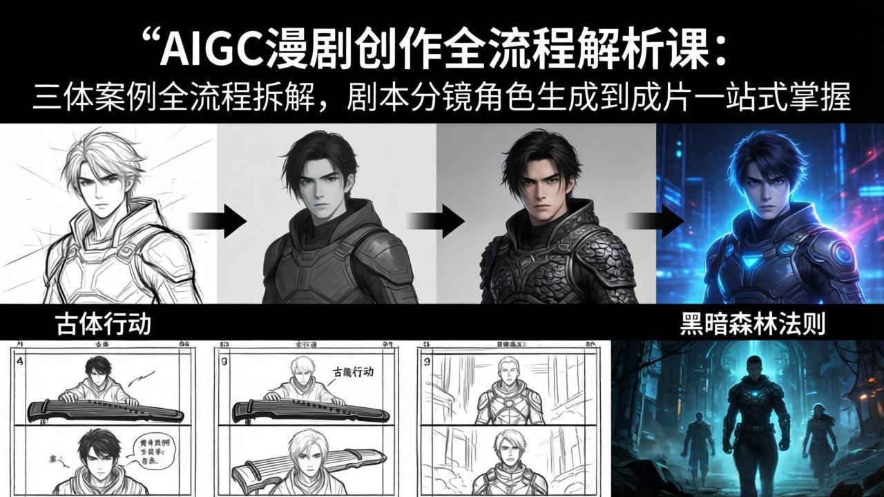 AIGC漫剧创作全流程解析课：三体案例全流程拆解，剧本分镜角色生成到成片一站式掌握网创项目-知识付费-在线课程-自媒体创业-网络副业-优利资源优利资源网