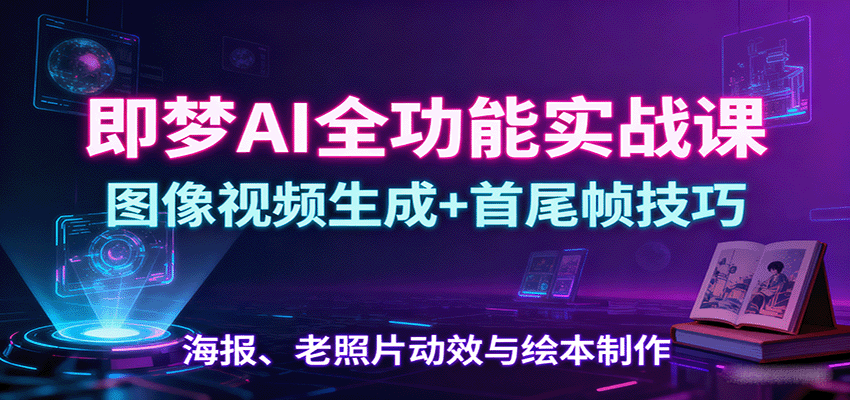 即梦AI全功能实战课：图像视频生成+首尾帧技巧，海报、老照片动效与绘本制作网创项目-知识付费-在线课程-自媒体创业-网络副业-优利资源优利资源网