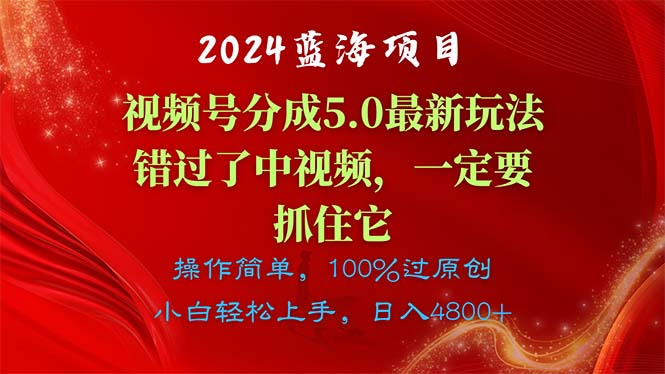 （11032期）2024蓝海项目，视频号分成计划5.0最新玩法，错过了中视频，一定要抓住…网创项目-知识付费-在线课程-自媒体创业-网络副业-优利资源优利资源网