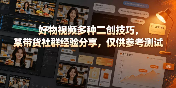 好物视频多种二创技巧，某带货社群经验分享，仅供参考测试网创项目-知识付费-在线课程-自媒体创业-网络副业-优利资源优利资源网