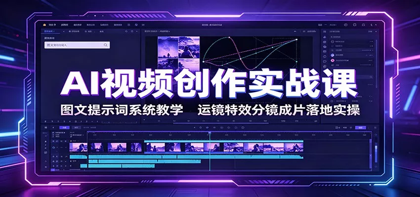 AI视频创作实战课：图文提示词系统教学，运镜特效分镜成片落地实操网创项目-知识付费-在线课程-自媒体创业-网络副业-优利资源优利资源网