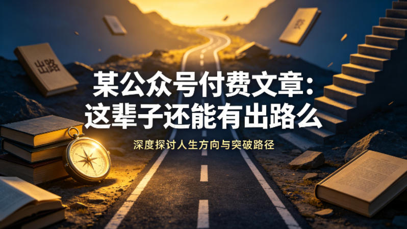 某公众号付费文章：这辈子还能有出路么网创项目-知识付费-在线课程-自媒体创业-网络副业-优利资源优利资源网