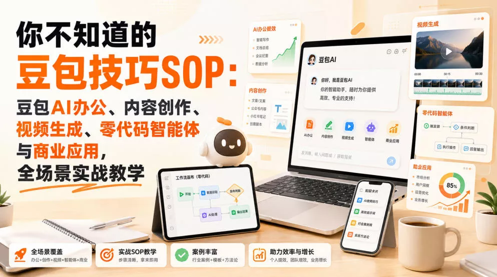 你不知道的豆包技巧SOP：豆包AI办公、内容创作、视频生成、零代码智能体与商业应用，全场景实战教学网创项目-知识付费-在线课程-自媒体创业-网络副业-优利资源优利资源网