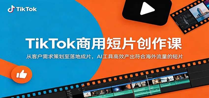 TikTok商用短片创作课：从客户需求策划至落地成片，AI工具高效产出符合海外流量的短片网创项目-知识付费-在线课程-自媒体创业-网络副业-优利资源优利资源网