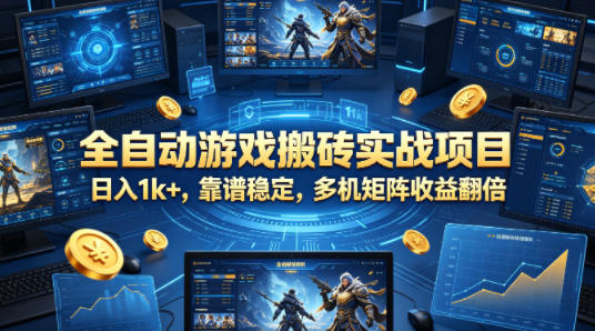 全自动游戏搬砖实战项目，日入1k+，靠谱稳定，多机矩阵收益翻倍【揭秘】网创项目-知识付费-在线课程-自媒体创业-网络副业-优利资源优利资源网