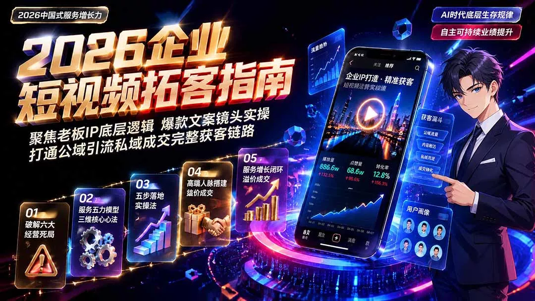 2026AI时代服务增长力实战课-无水印｜五力模型三维心法教学，破解门店客源流失低价内卷实现长效业绩增长网创项目-知识付费-在线课程-自媒体创业-网络副业-优利资源优利资源网