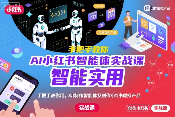 AI小红书智能体实战课，手把手教你用AI制作智能体及创作小红书虚拟产品，提效+内容商业化网创项目-知识付费-在线课程-自媒体创业-网络副业-优利资源优利资源网
