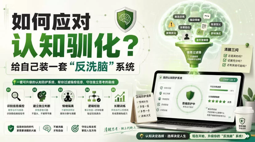 付费文章:如何应对认知驯化?给自己装一套“反洗脑”系统 付费文章:如何应对认知驯化?给自己装一套“反洗脑”系统