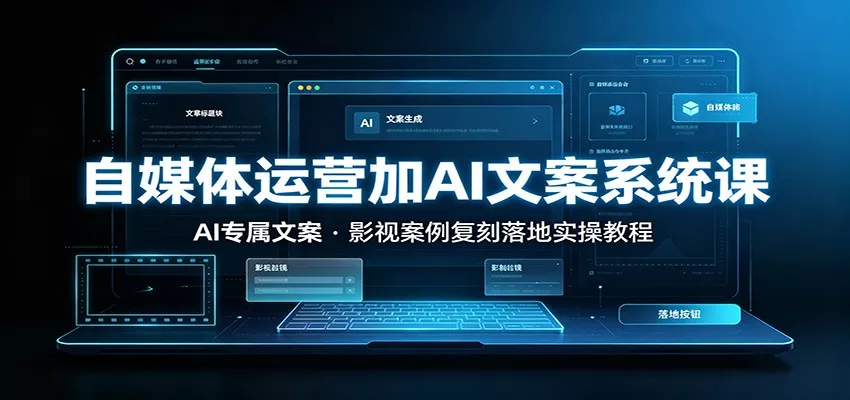 自媒体运营加AI文案系统课：：AI专属文案，影视案例复刻落地实操教程网创项目-知识付费-在线课程-自媒体创业-网络副业-优利资源优利资源网