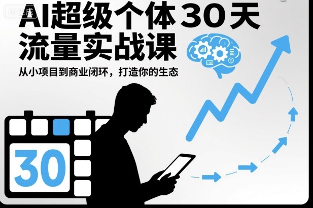 AI超级个体30天流量实战课，从小项目到商业闭环，打造你的生态网创项目-知识付费-在线课程-自媒体创业-网络副业-优利资源优利资源网