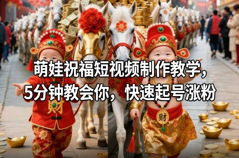 萌娃祝福短视频制作教学，5分钟教会你，快速起号涨粉网创项目-知识付费-在线课程-自媒体创业-网络副业-优利资源优利资源网
