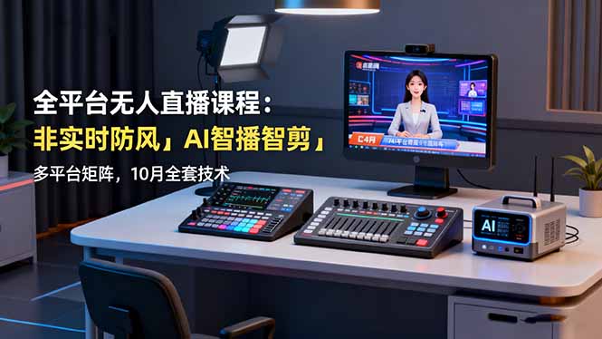 全平台无人直播课程：非实时防风＋AI智播智剪＋多平台矩阵，10月全套技术网创项目-知识付费-在线课程-自媒体创业-网络副业-优利资源优利资源网