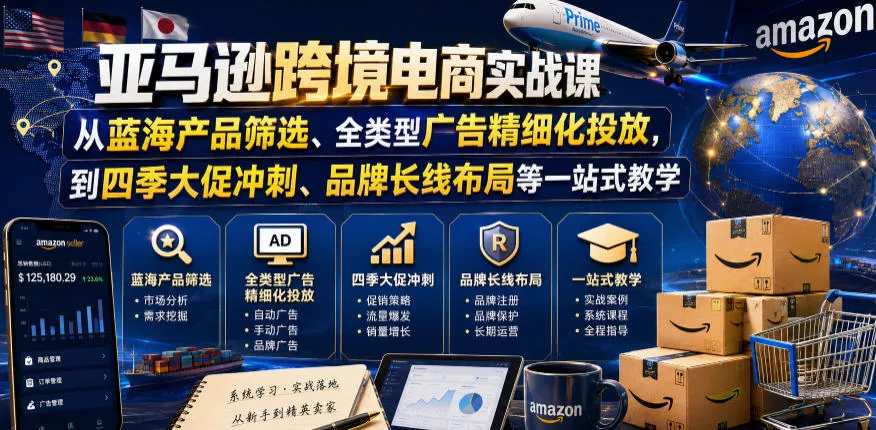 亚马逊跨境电商实战课,从蓝海产品筛选、全类型广告精细化投放,到四季大促冲刺、品牌长线布局等一站式教学(更新8月) 亚马逊跨境电商实战课,从蓝海产品筛选、全类型广告精细化投放,到四季大促冲刺、品牌长线布局等一站式教学(更新8月)