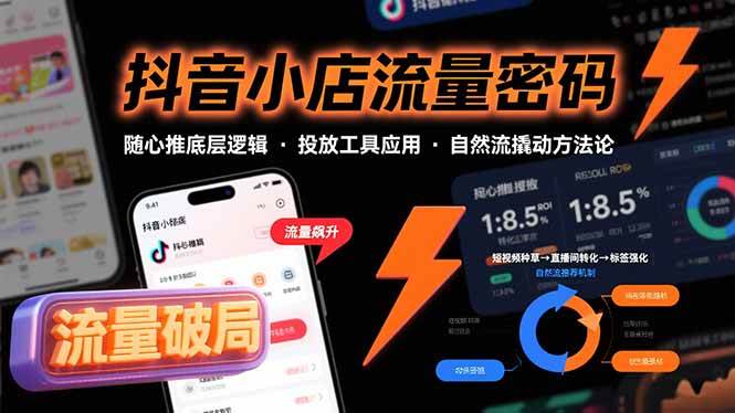 （15680期）抖音小店流量密码，随心推底层逻辑，投放工具应用，自然流撬动核心方法论网创项目-知识付费-在线课程-自媒体创业-网络副业-优利资源优利资源网