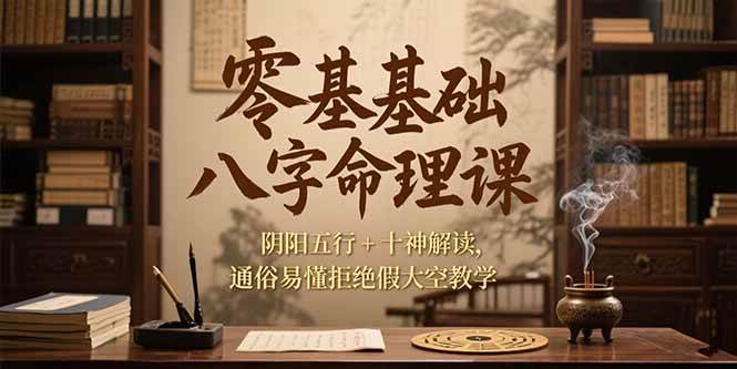 （15283期）零基础八字命理课，阴阳五行+十神解读，通俗易懂拒绝假大空教学网创项目-知识付费-在线课程-自媒体创业-网络副业-优利资源优利资源网