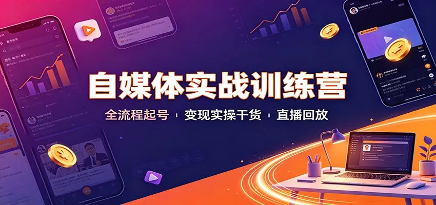 自媒体实战训练营:全流程起号变现实操干货直播回放网创项目-知识付费-在线课程-自媒体创业-网络副业-优利资源优利资源网