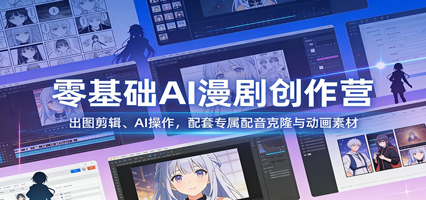 零基础AI漫剧创作营：出图剪辑、AI操作，配套专属配音克隆与动画素材网创项目-知识付费-在线课程-自媒体创业-网络副业-优利资源优利资源网