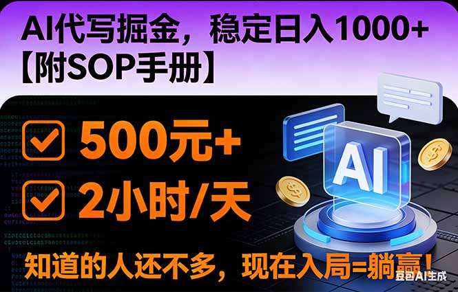 2026风口项目,AI代写掘金，稳定日入1000+，掌握核心技能【附SOP手册】网创项目-知识付费-在线课程-自媒体创业-网络副业-优利资源优利资源网