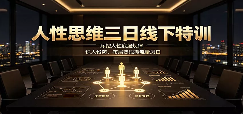 人性思维三日线下特训:深挖人性底层规律,识人设防、布局变现抓流量风口网创项目-知识付费-在线课程-自媒体创业-网络副业-优利资源优利资源网